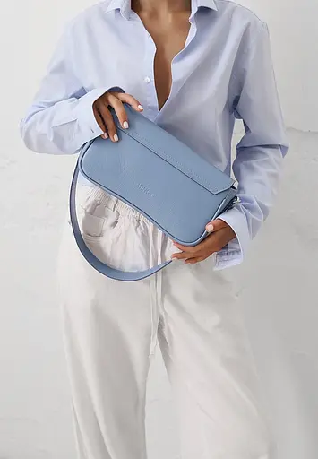 Жіноча шкіряна сумка Nona блакитний краст - фото 4