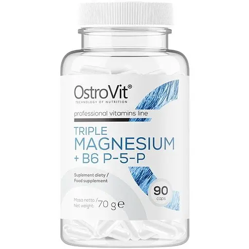 Вітаміни та мінерали OstroVit Triple Magnesium + B6 P-5-P 90 капсул - фото 1