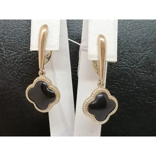 Золоті сережки Імперія золота Конюшина з емаллю. СБ1206И - фото 2