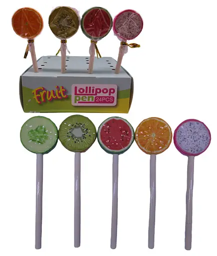 Ручка шариковая Леденец на палочке-фрукты, 4 шт., 1619