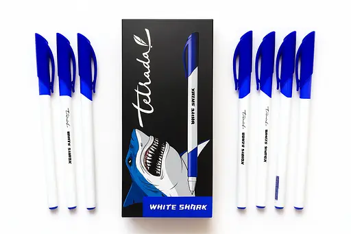 Гелева ручка синя Тетрада White Shark 10 шт.