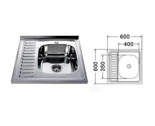 Мойка кухонная Mira New MR 6060 RE Right прямоугольная 600х600х180 мм Satin 30412 - фото 2