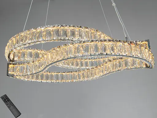 Світлодіодна підвісна люстра Romin хром 86 Вт пульт - фото 1