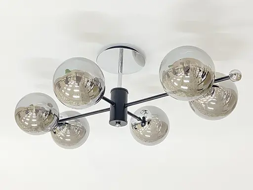 Стельова люстра на 6 плафонів 91191/6 чорний+хром