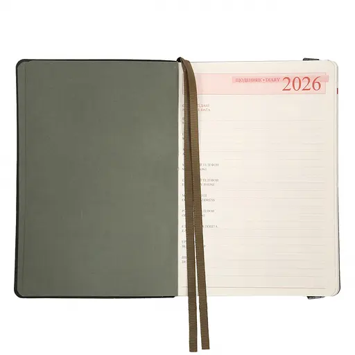 Щоденник-діловий записник А5 Leo Planner Polo 2026 м'який графітовий 368 сторінок (252694) - фото 6