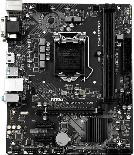 Материнская плата MSI H310M Pro-VDH Plus (H310M Pro-VDH Plus) (Socket 1151 v2, Intel H310, Micro-ATX) Б/у - фото 1