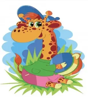 Набор для росписи по номерам Жираф в кепочке, Strateg, с лаком, 30x30 см, ES059