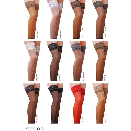 Чулки ST003 1/2 beige - Passion: классические, на ажурной силиконовой резинке - фото 3