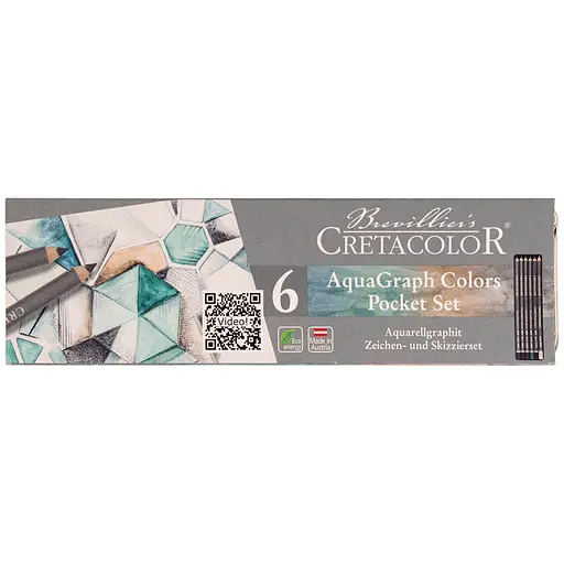 Набір графітних водорозчинних олівців AQUA GRAPH COLORS 6 шт металева коробка Cretacolor - фото 1