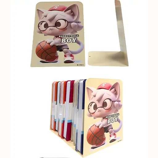 Полка-держатель для книг раздвижная металлическая Котик, Зайчик-3D, 15x10x19 см (в ассортименте)