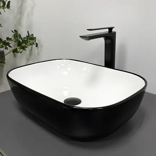 Умивальник VBI Ravenna black white glossy накладний VBI-011226, Чорний - фото 4