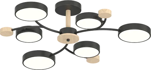Потолочный светильник XI3336-6 Чёрный + Дерево