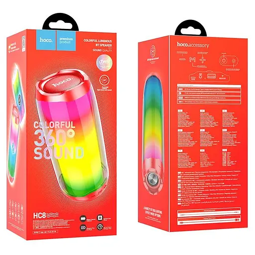 Портативна Bluetooth-колонка Hoco HC8 Pulsating colorful luminous wireless speaker Червоний - фото 2