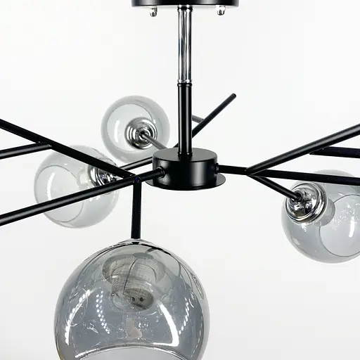 Люстра в черном корпусе на 6 ламп Line.F Цвет плафона Белый - фото 5