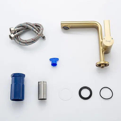 Змішувач для умивальника литий вилив золото Frap F1088-3 Золотий - фото 2