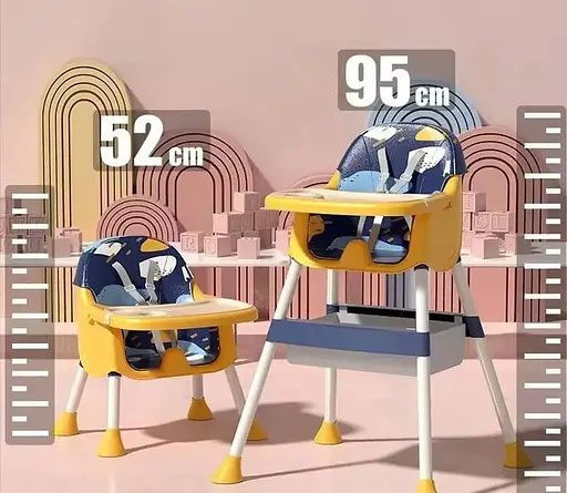 Стульчик для кормления + кресло Стул-Трансформер 2в1 Желто-Синий - фото 2