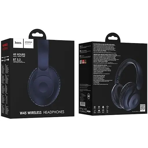 Наушники Bluetooth Hoco W45 Enjoy BT headset до 46 часов полноразмерные синие - фото 4