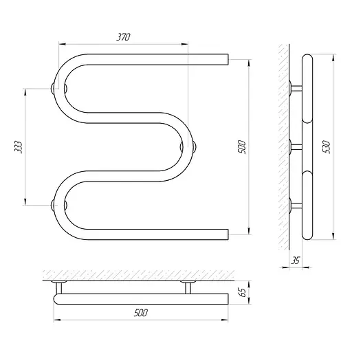 Полотенцесушитель Laris Змеевик 30 РС3 500x500 1/2'' 71207210, Хром - фото 2
