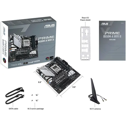 Материнская плата Asus Prime B650M-A WIFI II sAM5 B650 4xDDR5 M.2 D-Sub HDMI DP WiFi BT mATX - фото 2