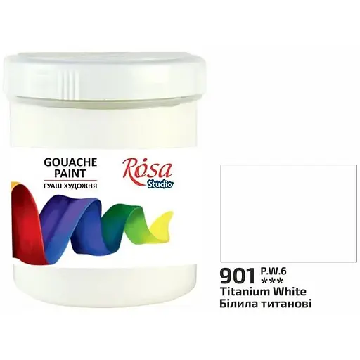 Краска гуашевая Белила титановые (901) 100 мл Rosa Studio [CD] - фото 1