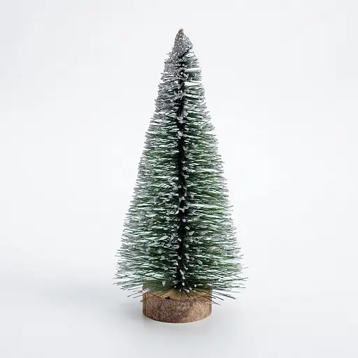 Новорічна декоративна настільна ялинка засніжена Стріла 25 см на дерев'яній підставці Lugi SOK-М-12-1