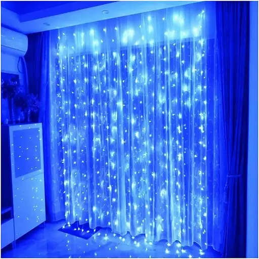 Гірлянда штора "Промені роси" ZABI-12 B 3*2 м, з USB і пультом, синя - фото 3