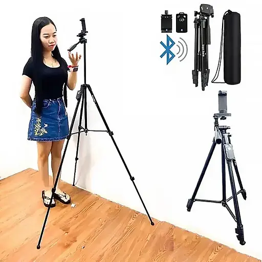 Универсальный штатив NeePho NP-3180S не съемная площадка + держатель + пульт (50-136см) Черный - фото 5