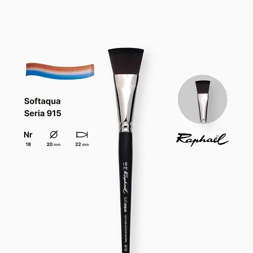 Кисть синтетика плоская Raphael Softaqua, №18, профессиональная, короткая ручка - фото 2