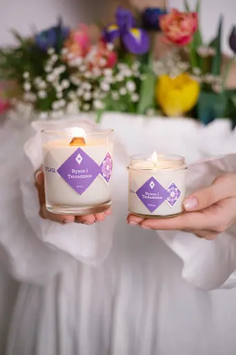 Свічка Бузок і тюльпани Соєвий віск Мініатюри 130 мл - фото 5