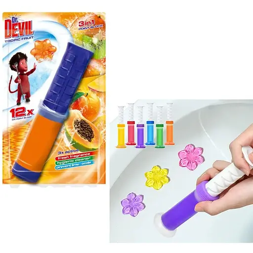 Уцінка. Туалетний точковий блок для унітазу 3в1 Dr.Devil Тропічні Фрукти, 75 мл - фото 2