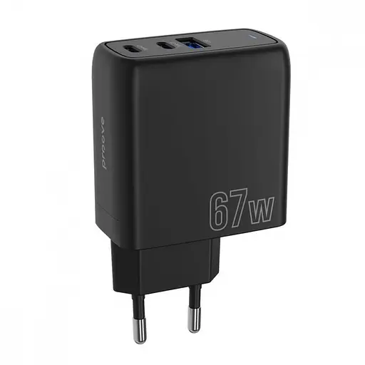 Зарядний пристрій Proove Shot GaN 67 W (2 Type-C + 1 USB) чорний (WCSG67120001) - фото 3