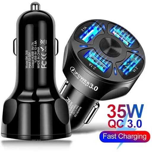 Автомобильное зарядное устройство Qualcomm 4USB Quick Charge 3.0 35W (BK-358) black - фото 7