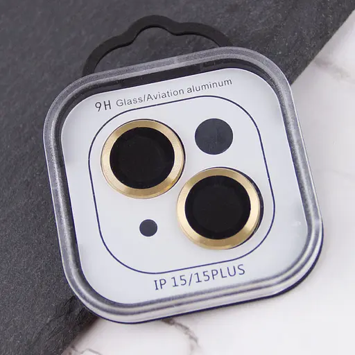 Захисне скло Epik Metal Classic на камеру у упак. для Apple iPhone 15, 6.1/15 Plus 6.7 Золотий/Gold - фото 3