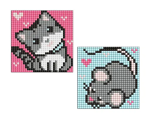 Набір з алмазною мозаїкою на самоклеючій основі для дітей Сірі друзі, 9x9 см, AMS1049