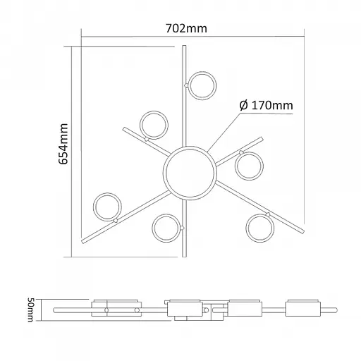 Світильник Videx під лампу 6xGX53 накладний з підсвіткою чорний VL-SPF22B-BB - фото 5