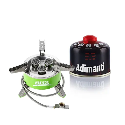 Набір газовий пальник BRS-73 + газовий балон Adimanti 230 г нарізної
