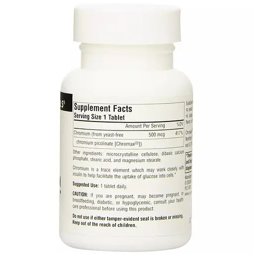 Піколінат хрому Source Naturals Ultra Chromium Picolinate 500 mcg Yeast-Free, 60 таблеток для підтримки рівня цукру в крові - фото 2