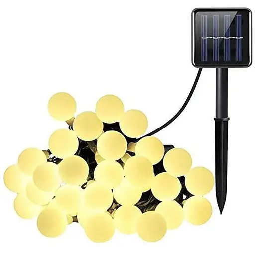 Солнечная гирлянда Матовые шарики, 50 ламп, 7,5 м, теплый белый