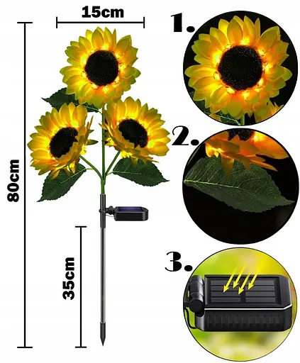 Світильник Sun Lamp із квітами Соняшниками садовий на сонячних батареях 2 шт - фото 4