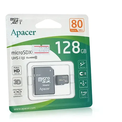 Карта пам'яті Apacer microSDHC Class 10 UHS-I, 128GB
