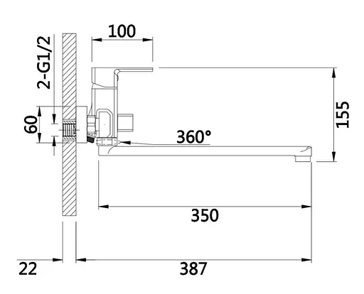 Смеситель для ванны Lidz Dozorca 005 LDDOZ005CRM45405 - фото 2