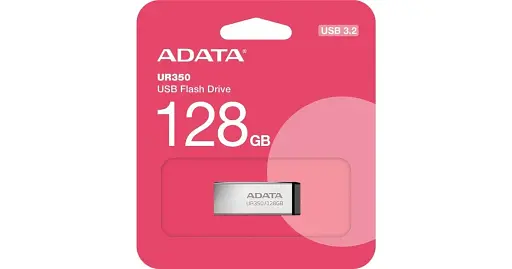 Юсб флэш-накопитель металлический A-DATA UR 350 128Gb USB 3.2 серебристо-черный - фото 4