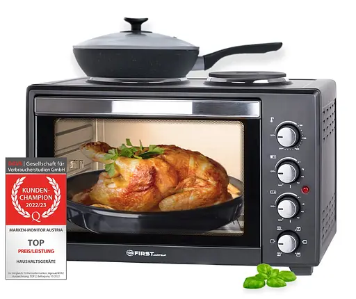 Духовка First FA-5045-5 60 л конвекція + плитка 2канф. чорна - фото 4