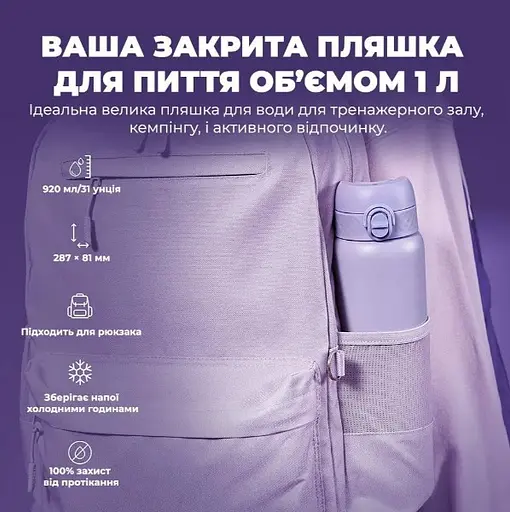 Пляшка для води ION8 металева вакуумна 920 мл Vacuum Insulated Periwinkle (I8TS1000PERI) - фото 5