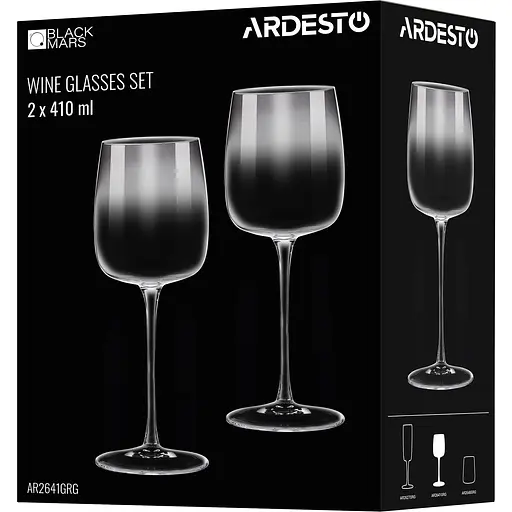 Набір келихів Ardesto Black Mars Mira для вина 410 мл 2 шт. сірий (AR2641GRG) - фото 4