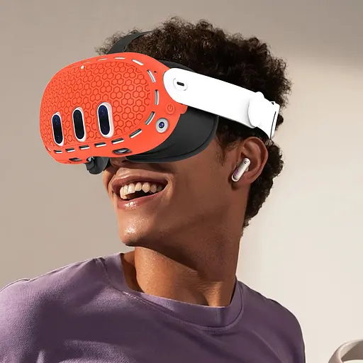 Чохол для VR-окулярів GINWDAY Silicone VR Shell Protective для Meta Quest 3 Orange [139304] - фото 5