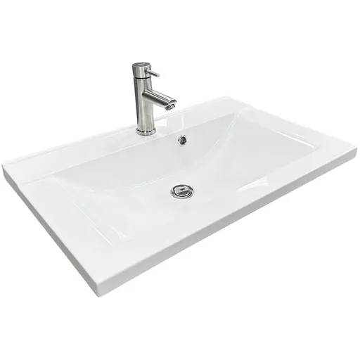 Раковина накладна Adamant QUANTO 70, прямокутна з сифоном Click-Clack + змішувач (4824296208101) - фото 1