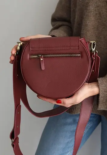 Женская кожаная сумка Mandy марсала - фото 4