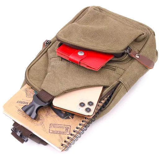 Современная сумка через плечо с usb кабелем мужская из плотного текстиля Vintage 15х31х6 см sum0021418 - фото 6