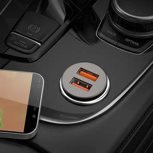 Адаптер автомобильный HOCO Micro USB Cable Developer dual port car charger set NZ1 36W набор черный - фото 2